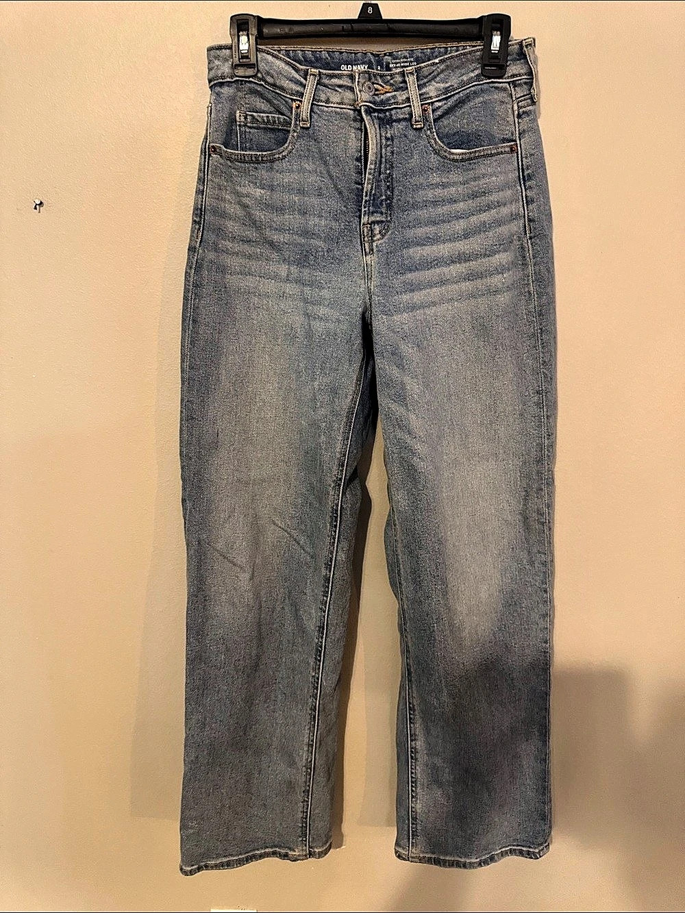 Old Navy Extra High-Waisted Sky-Hi Wide-Leg Secret-Smooth Pockets Jeans Blue